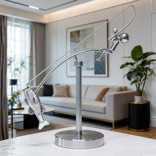 Sculpture Cinétique du Pêcheur Équilibrée