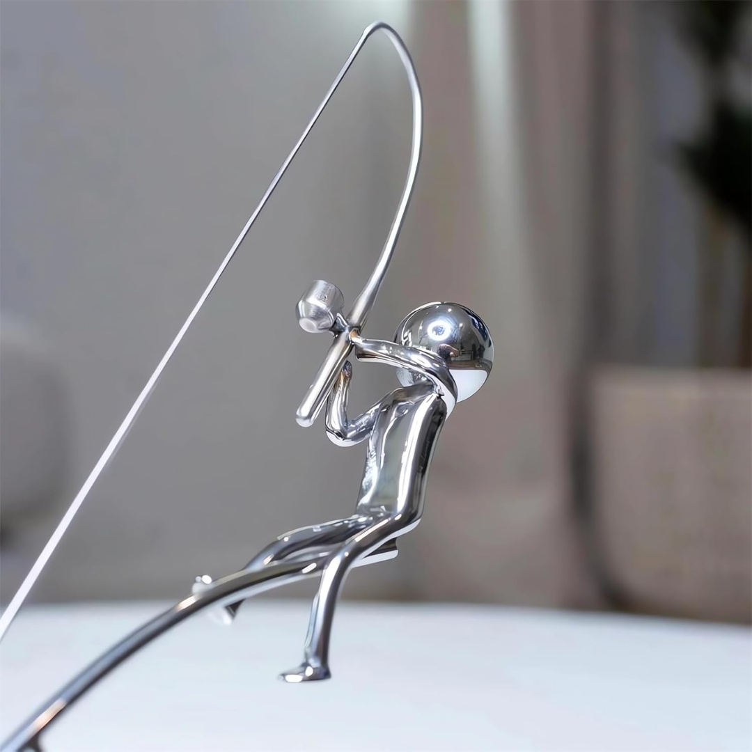 Sculpture Cinétique du Pêcheur Équilibrée